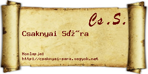 Csaknyai Sára névjegykártya